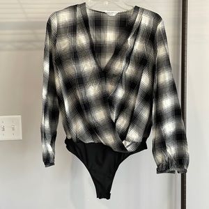 Amanda Uprichard Crossover Thong Bodysuit 
Portland Plaid, Size L